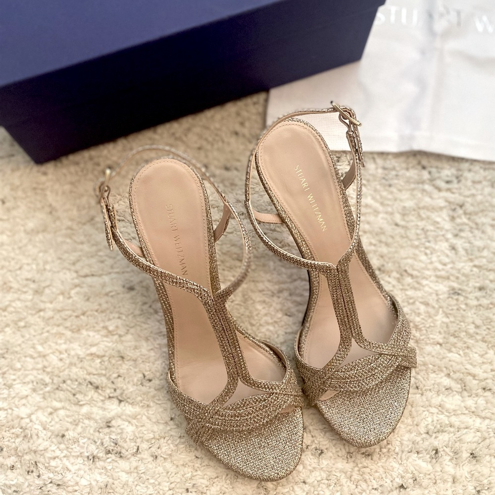 Stuart Weitzman Sunny Platinum Noir Heeled Sandal